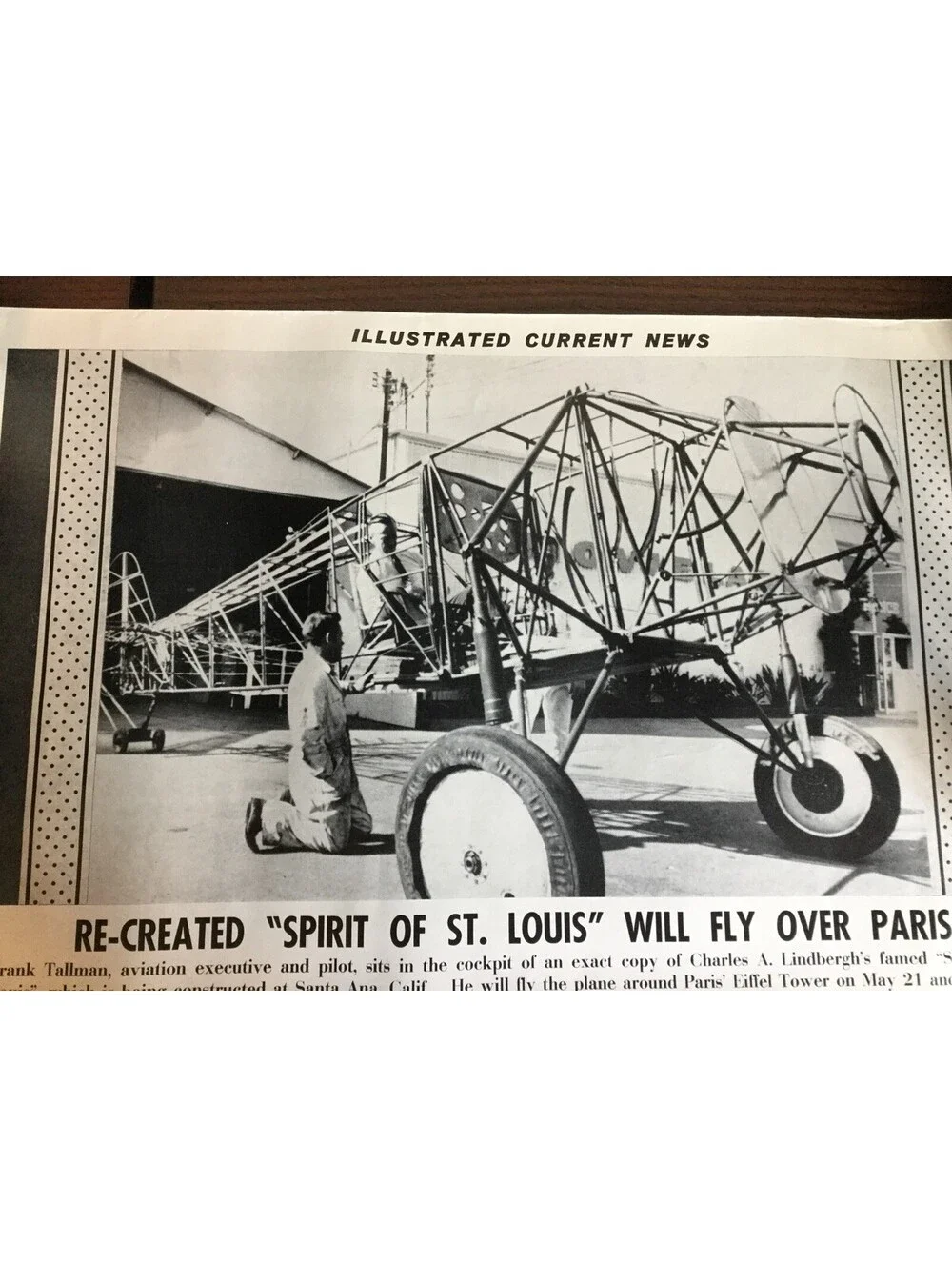 Illustrated Current News Photo Re-Created Spirit of St. Louis Lindbergh Tallman